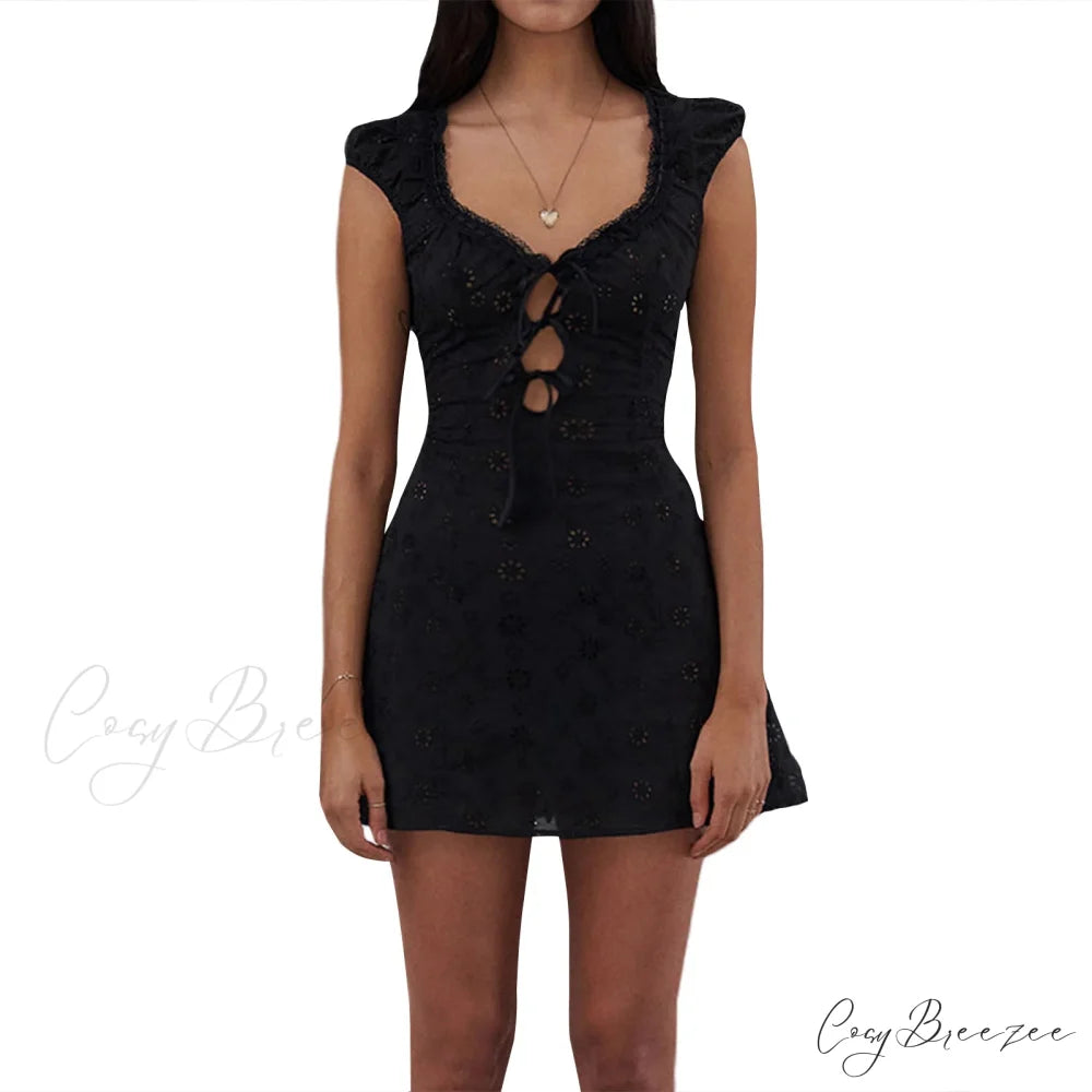 Fairy Spaghetti Strap Mini Dress Black9 / S minidress-250223
