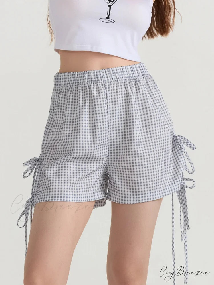 Fairycore Bowknot Loose Lounge Shorts white / S short-250223