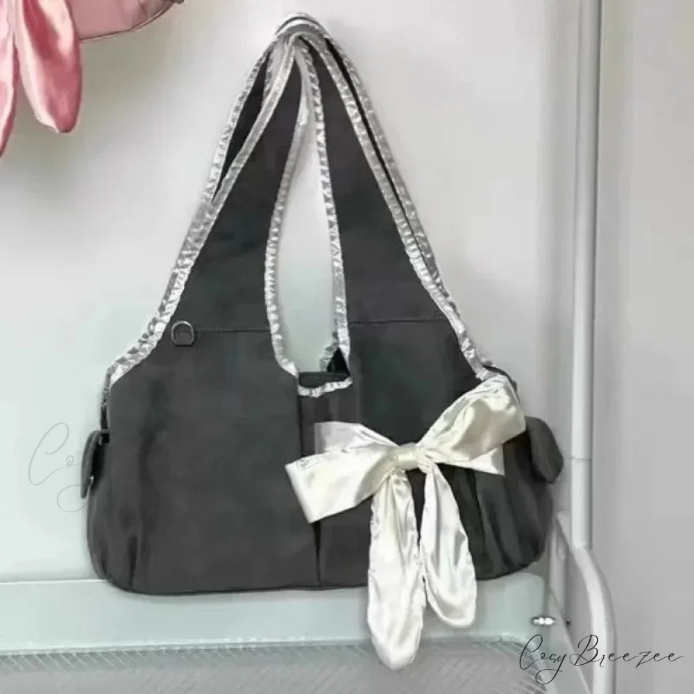 Fairycore Large Tote Bag Gray shoulder-250126