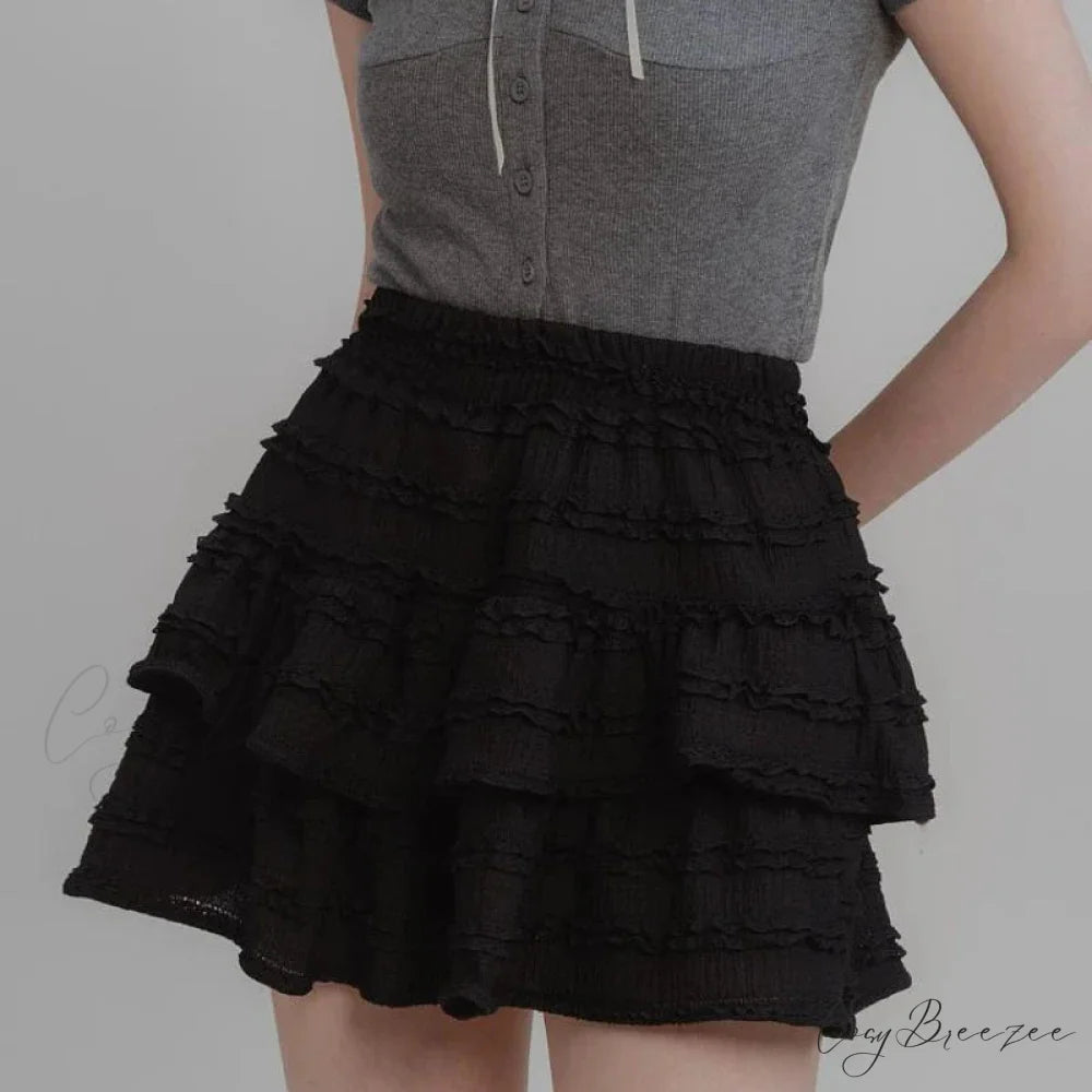 Fairycore White Lace Patchwork Layered Skirt