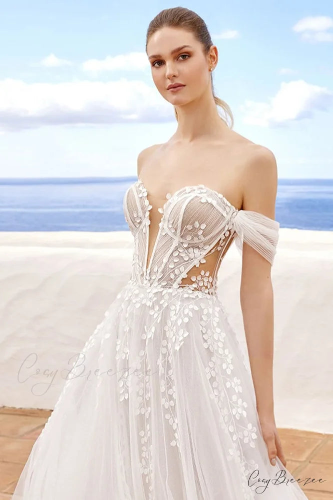 Fairytale Romance Graceful Off-the-Shoulder Wedding Dress