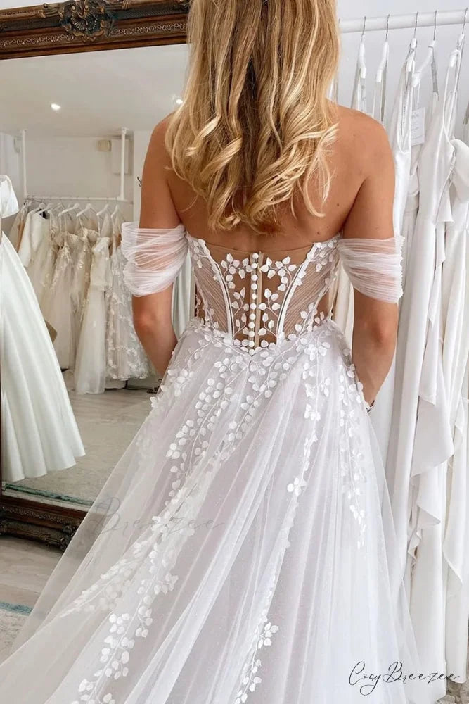 Fairytale Romance Graceful Off-the-Shoulder Wedding Dress