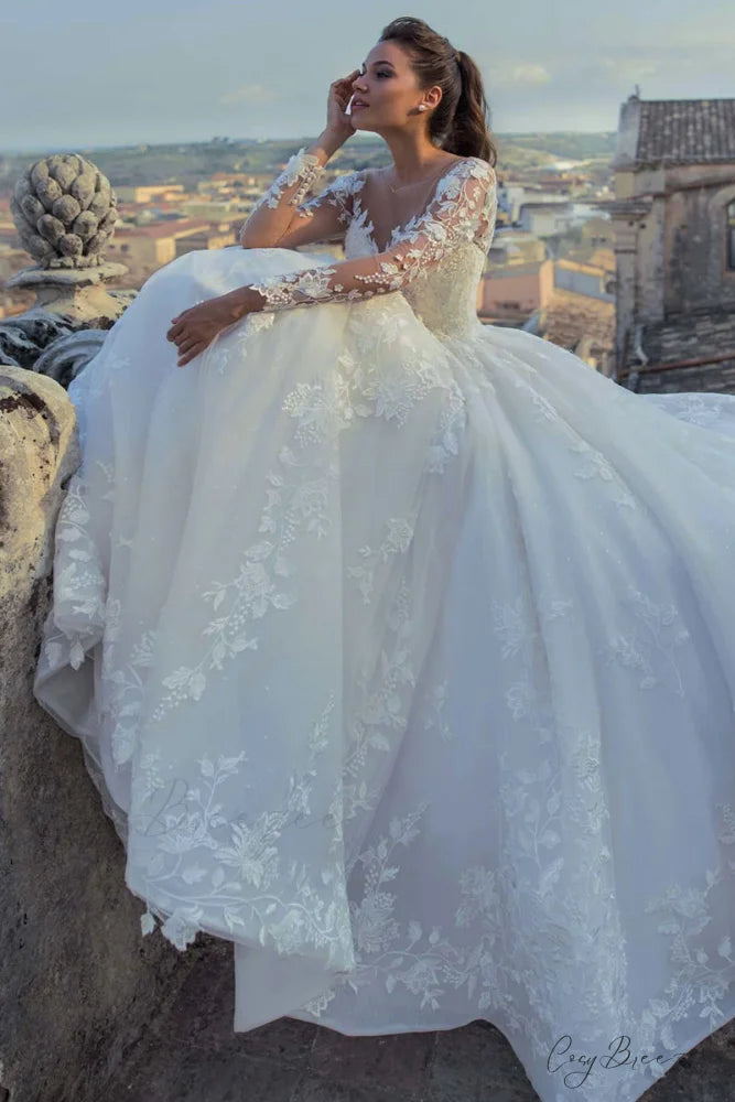 Fairytale Romance Lace Trendy Applique A-line Wedding Dress
