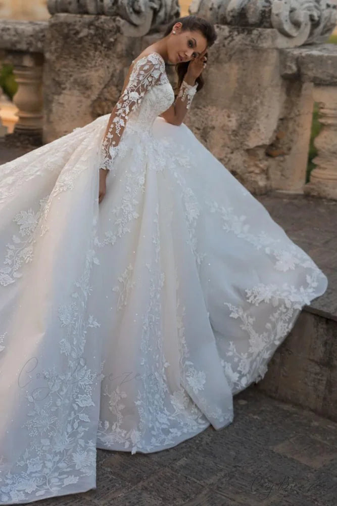 Fairytale Romance Lace Trendy Applique A-line Wedding Dress