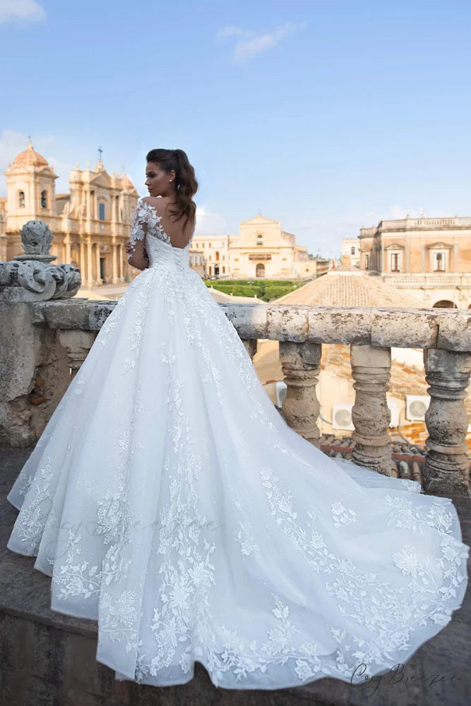 Fairytale Romance Lace Trendy Applique A-line Wedding Dress