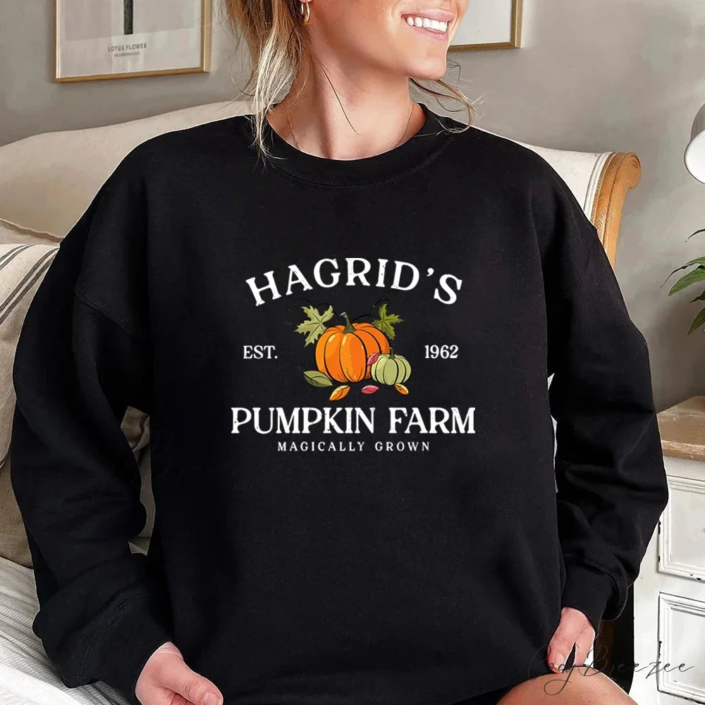 Fall Festive Pumpkin Cozy Warm Hoodie Black / S