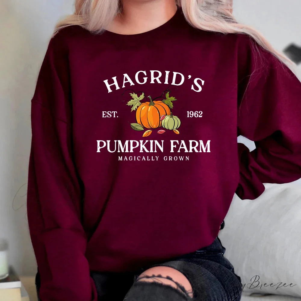 Fall Festive Pumpkin Cozy Warm Hoodie Maroon / S