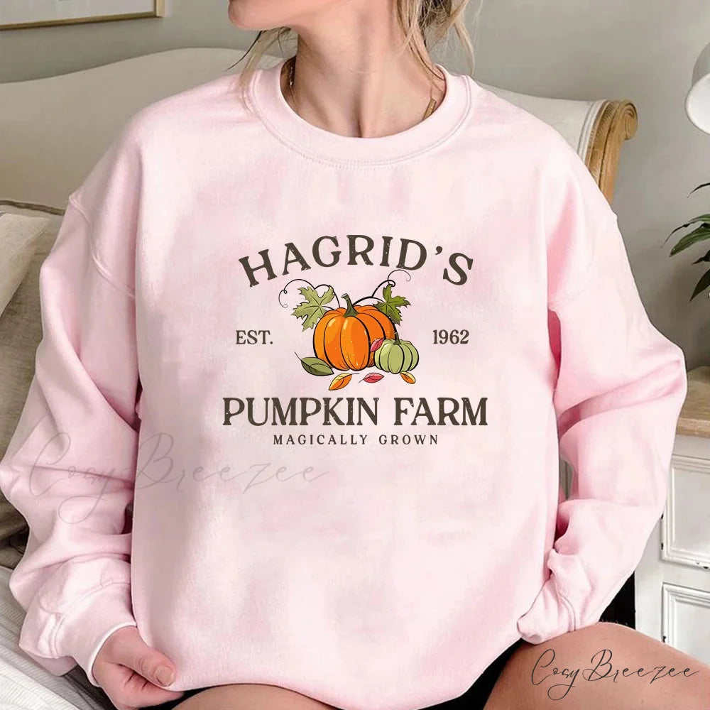 Fall Festive Pumpkin Cozy Warm Hoodie Pink / S