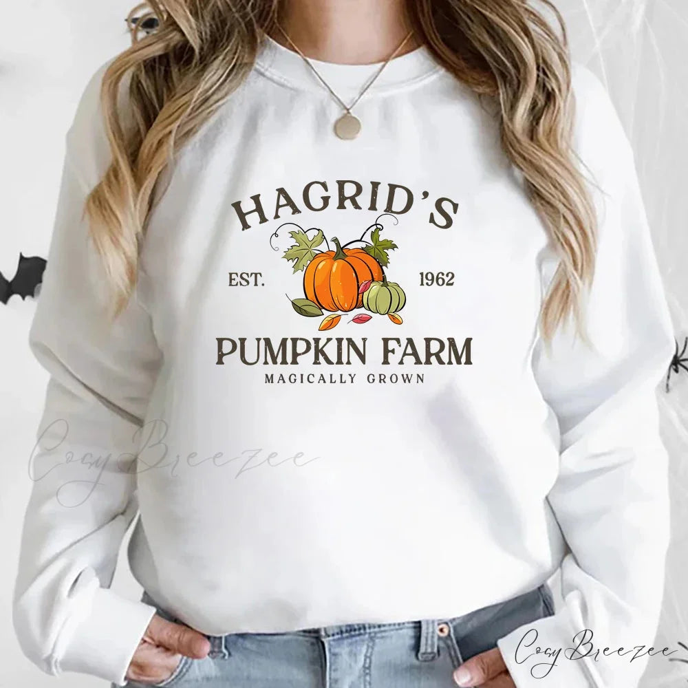 Fall Festive Pumpkin Cozy Warm Hoodie WHITE / S