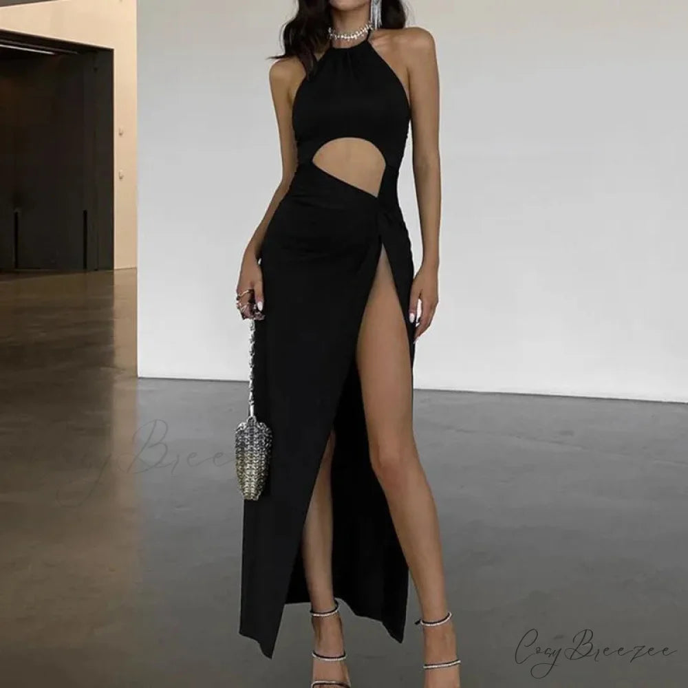FAREDA Elegant MAXI DRESS Black / S