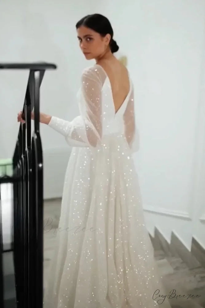 Farrah Sparkly Long Trendy Sleeve Maxi Dress