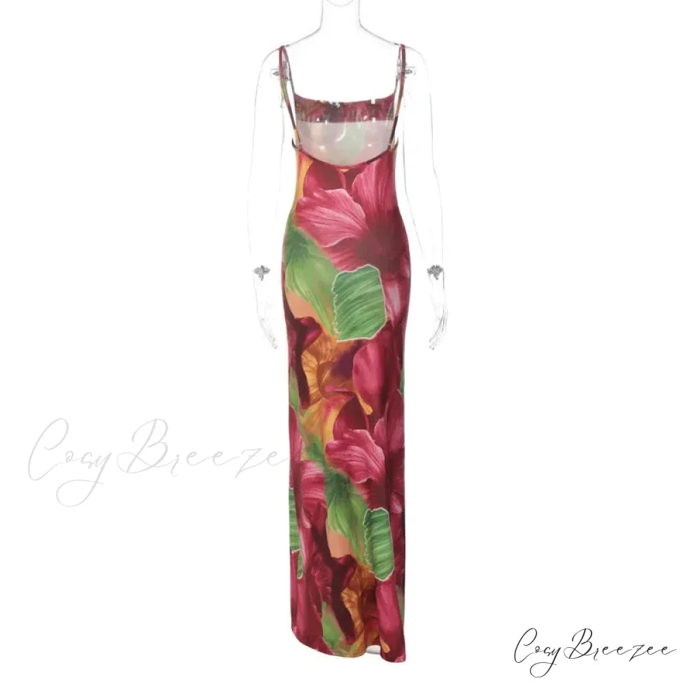 Fashion Backless Slip Maxi Dress