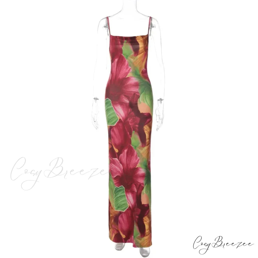 Fashion Backless Slip Maxi Dress