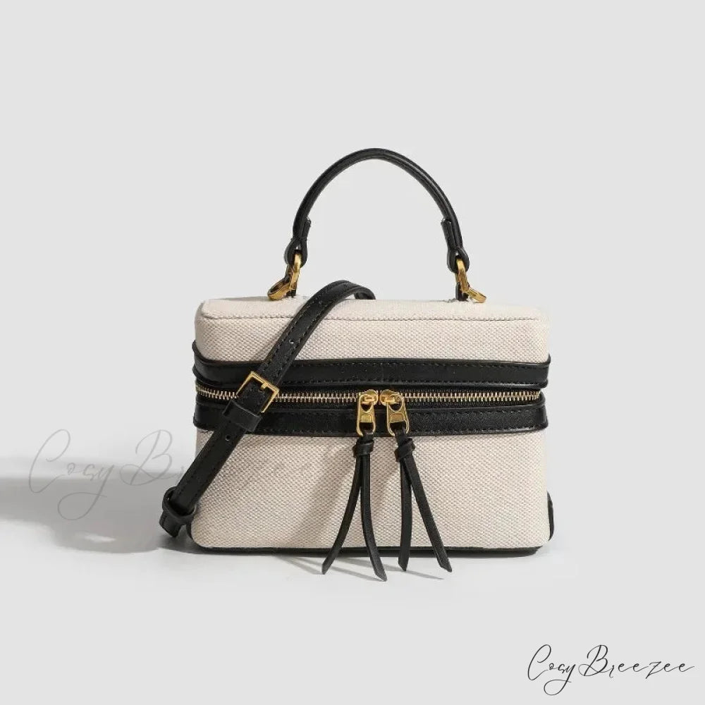 Fashion Box Canvas Shoulder Crossbody Bag Black shoulder-250126