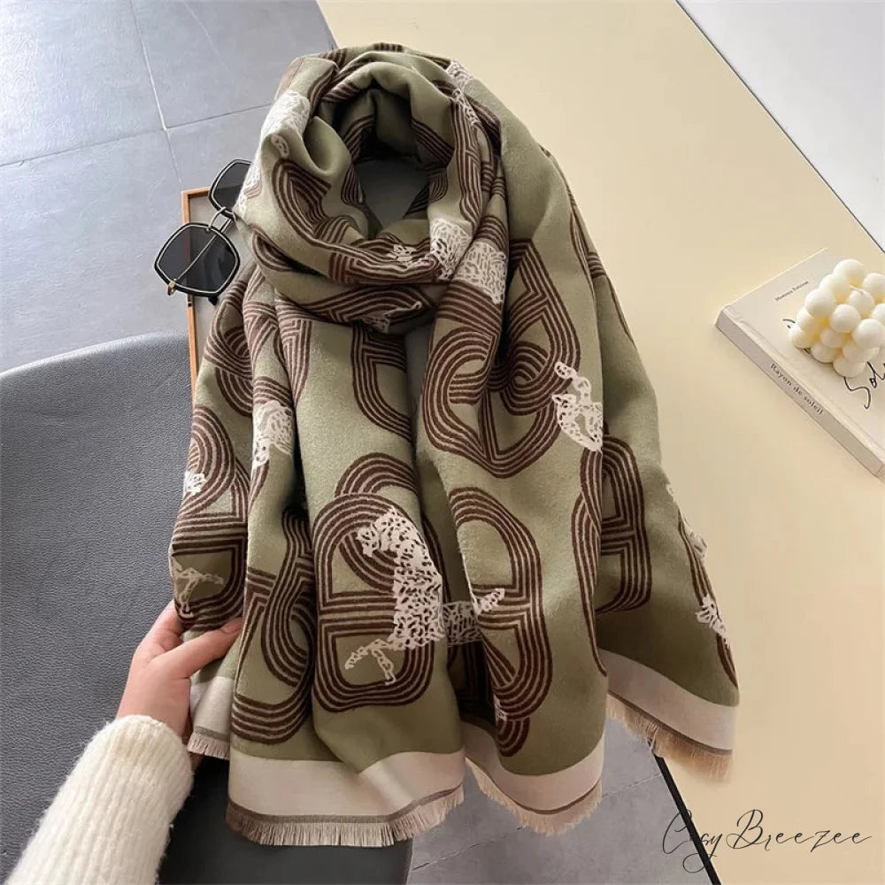 Fashion Cashmere Pashmina Scarf green scarf-241228