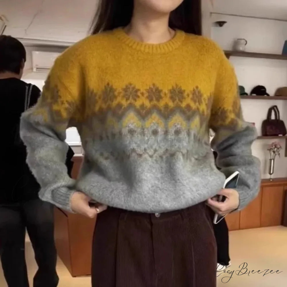Fashion Casual Print Long Sleeve Sweater swraters-241228