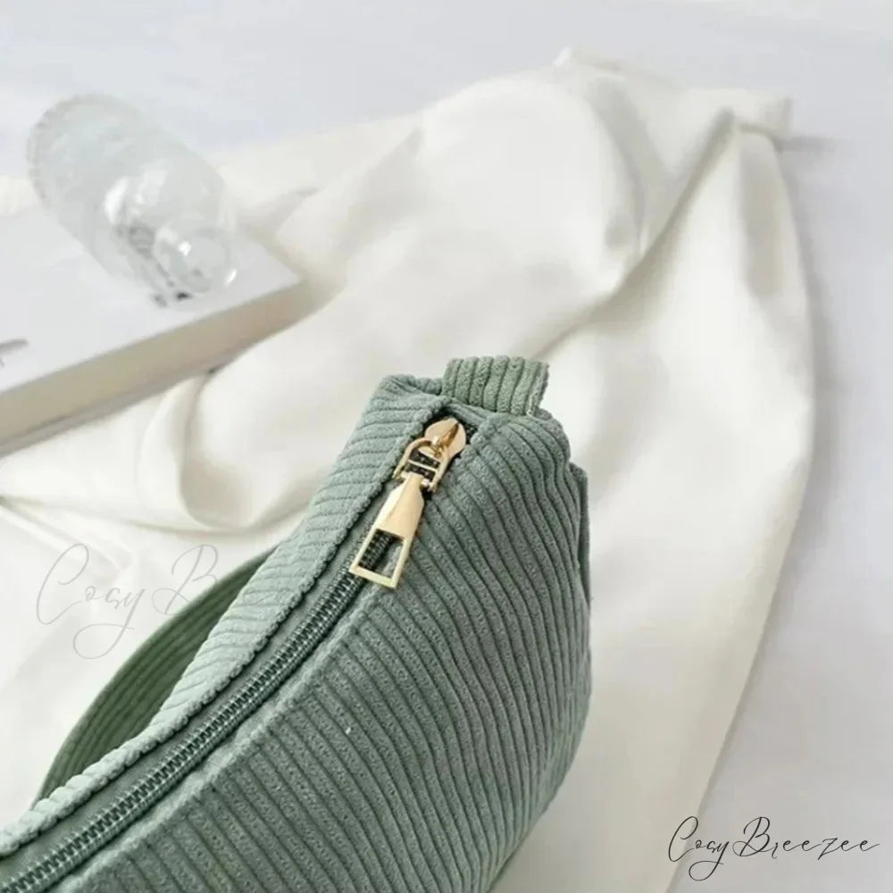 Fashion Corduroy Zipper Underarm Bag shoulder-250126