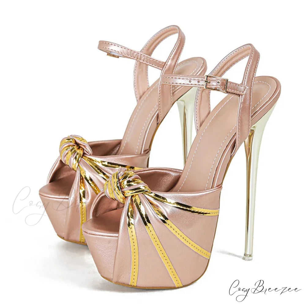 Fashion Design Pleated Leather Open Toe Extreme High Heels Stripper Pole Dance Shoes Summer Platform Sandals Women