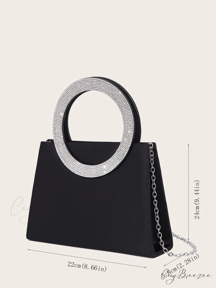 Fashion Elegant Luxury Clutch Evening Party Banquet Shoulder Bag BLACK clutchbag-250126
