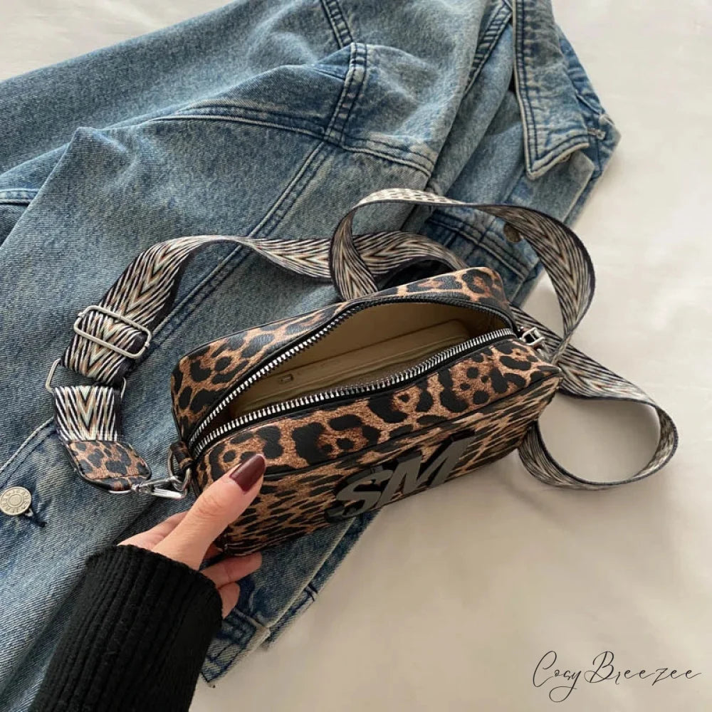 Fashion Leopard Print Letters Crossbody Bag Single Zip Leopard crossbody-250126