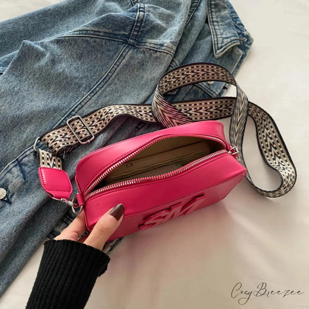 Fashion Leopard Print Letters Crossbody Bag Single Zipper Pink crossbody-250126