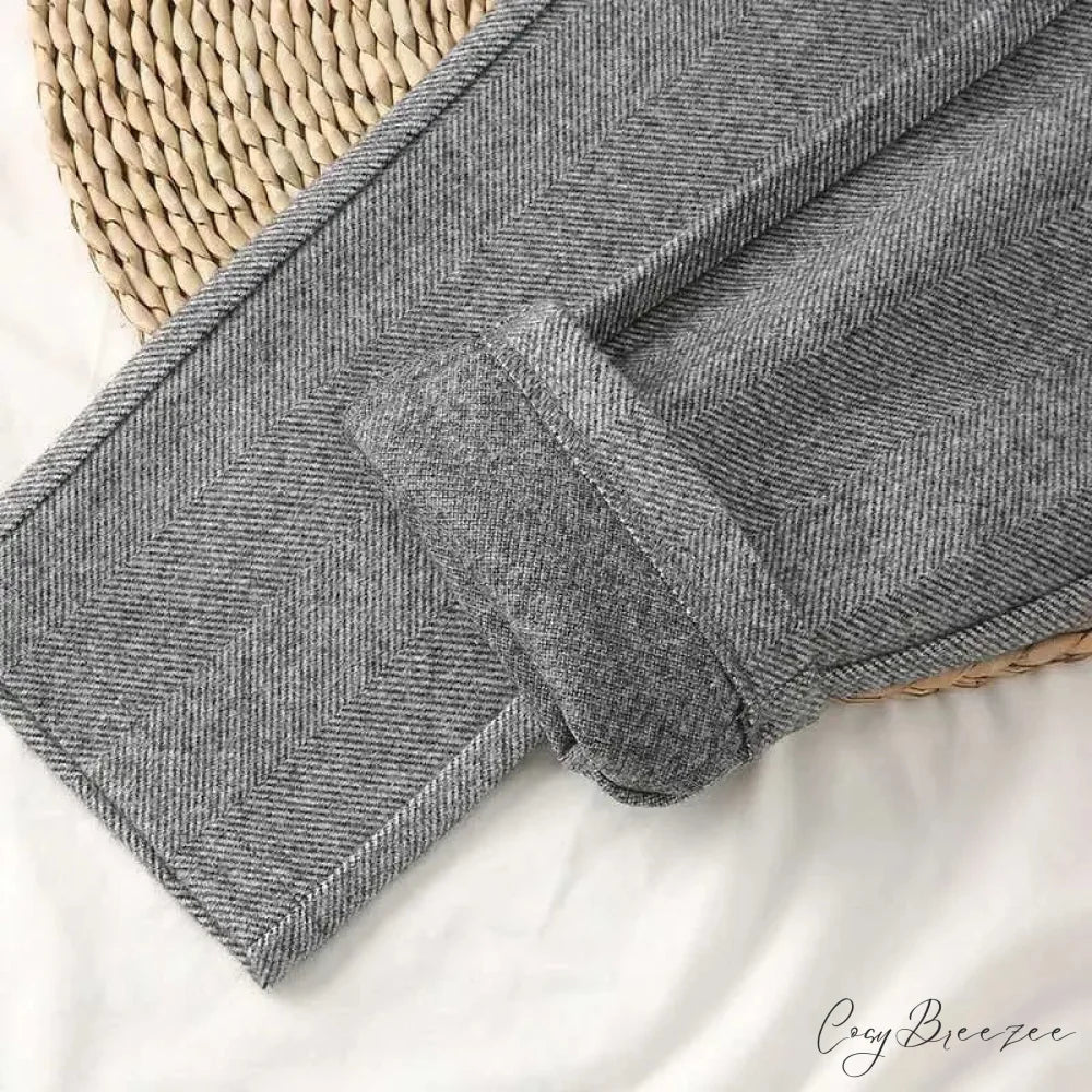 Fashion Office Wear High Waist Harem Pencil Trousers Autumn Winter Pants GRAY / S