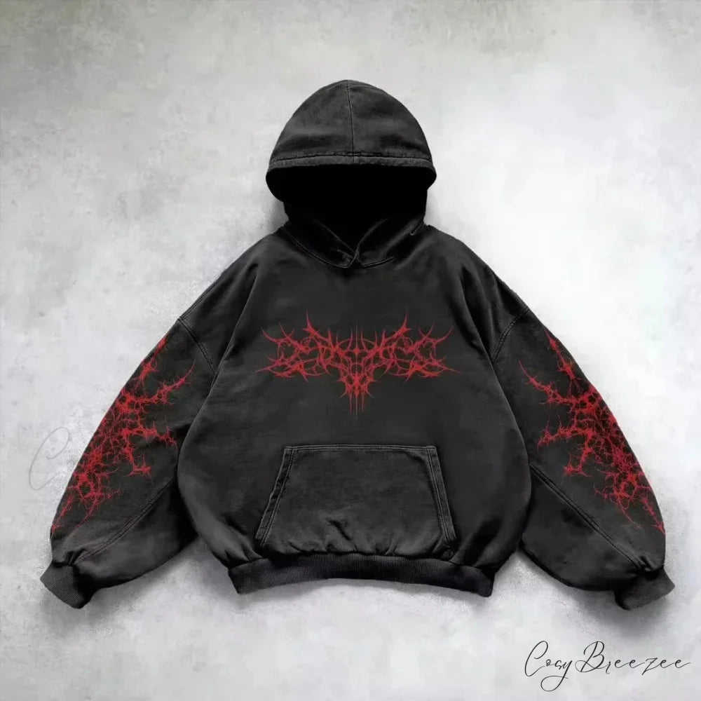 Fashion Pattern Patch Pullover Hoodie black 4 / M hoodies-241228