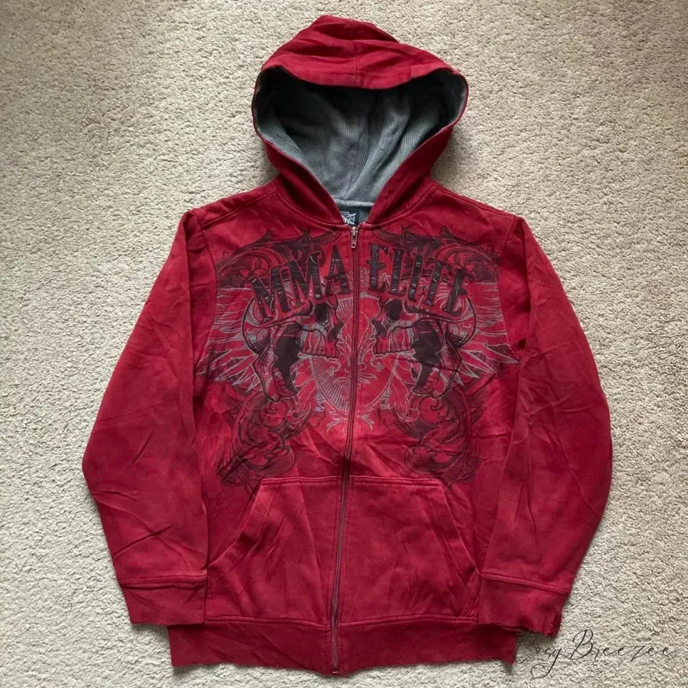 Fashion Pattern Patch Pullover Hoodie red2 / M hoodies-241228