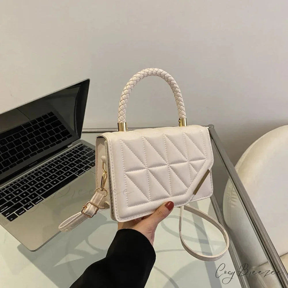 Fashion Plaid PU Leather Square Crossbody Handbag handbag-250126