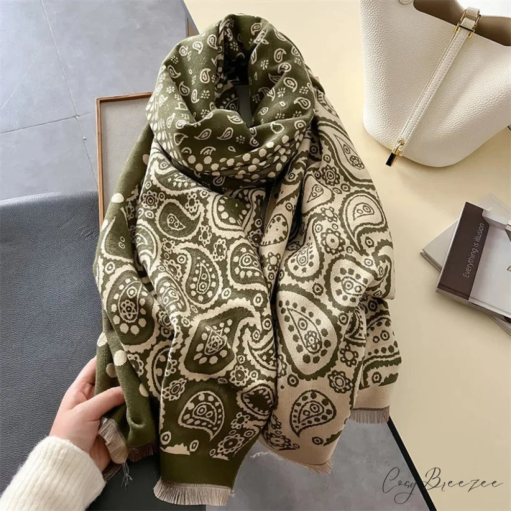 Fashion Print Pashmina Winter Scarf black1 scarf-241228