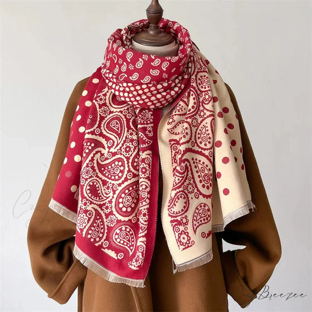 Fashion Print Pashmina Winter Scarf red2 scarf-241228