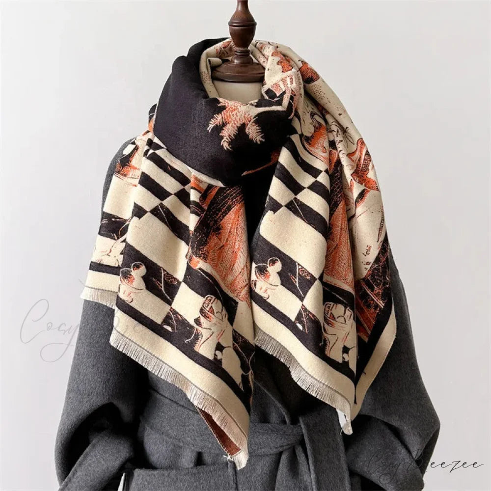 Fashion Print Winter Cashmere Shawl Scarf Multi Color2 scarf-241228