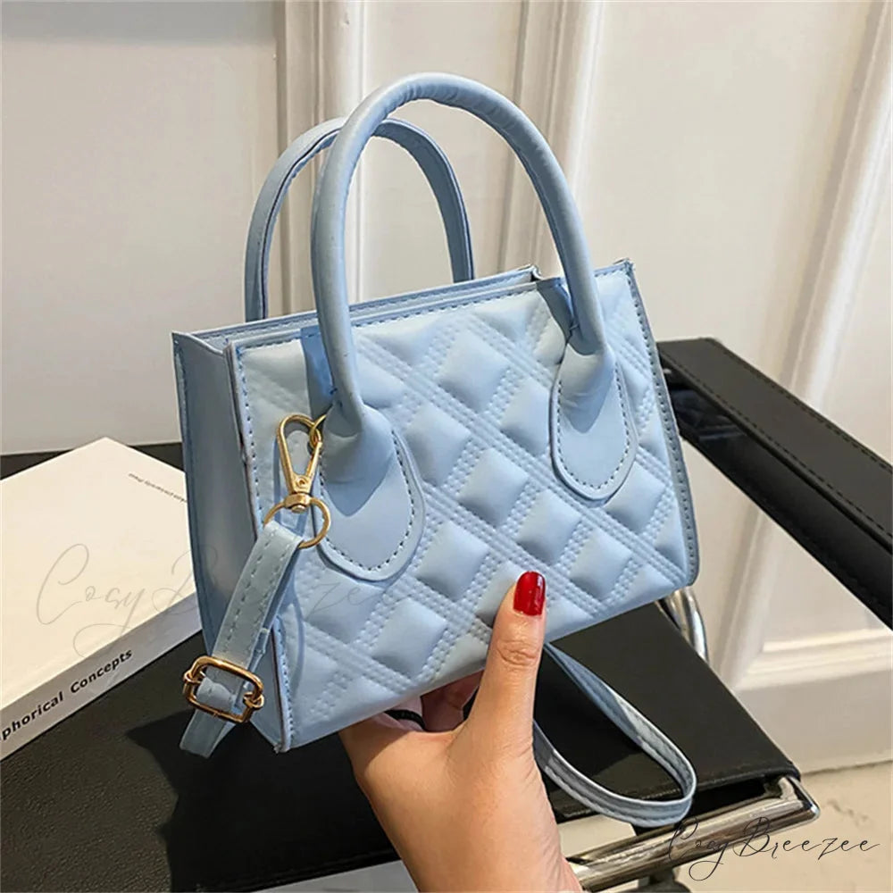 Fashion Retro PU Small Square Crossbody Handbag Blue-17x13x7.5cm handbag-250126