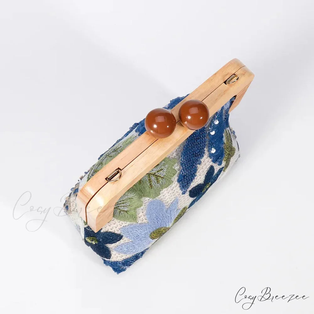 Fashion Sequins Flower Clutch Bag Wristlet wristlet-250126