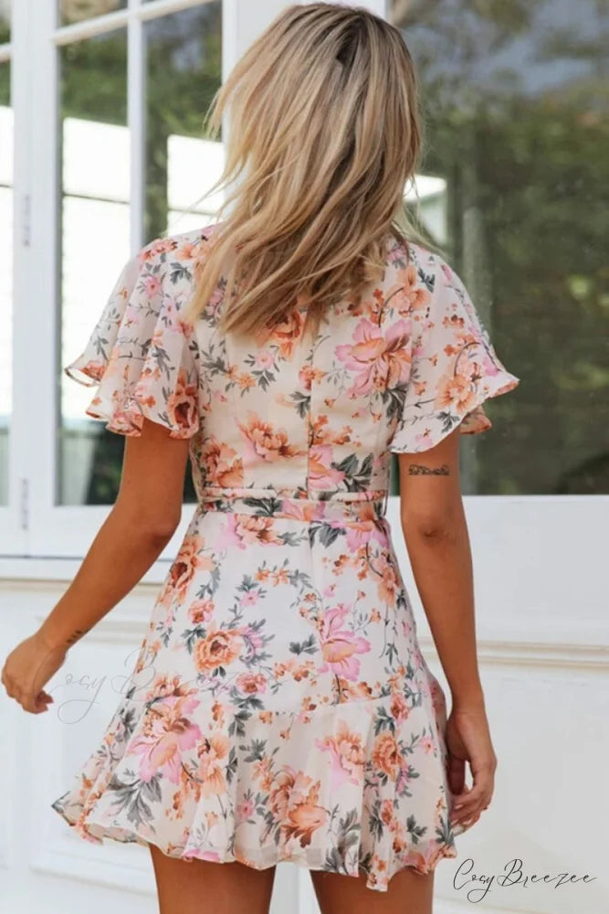 Fashion Short Graceful Sleeve Stripe Dress