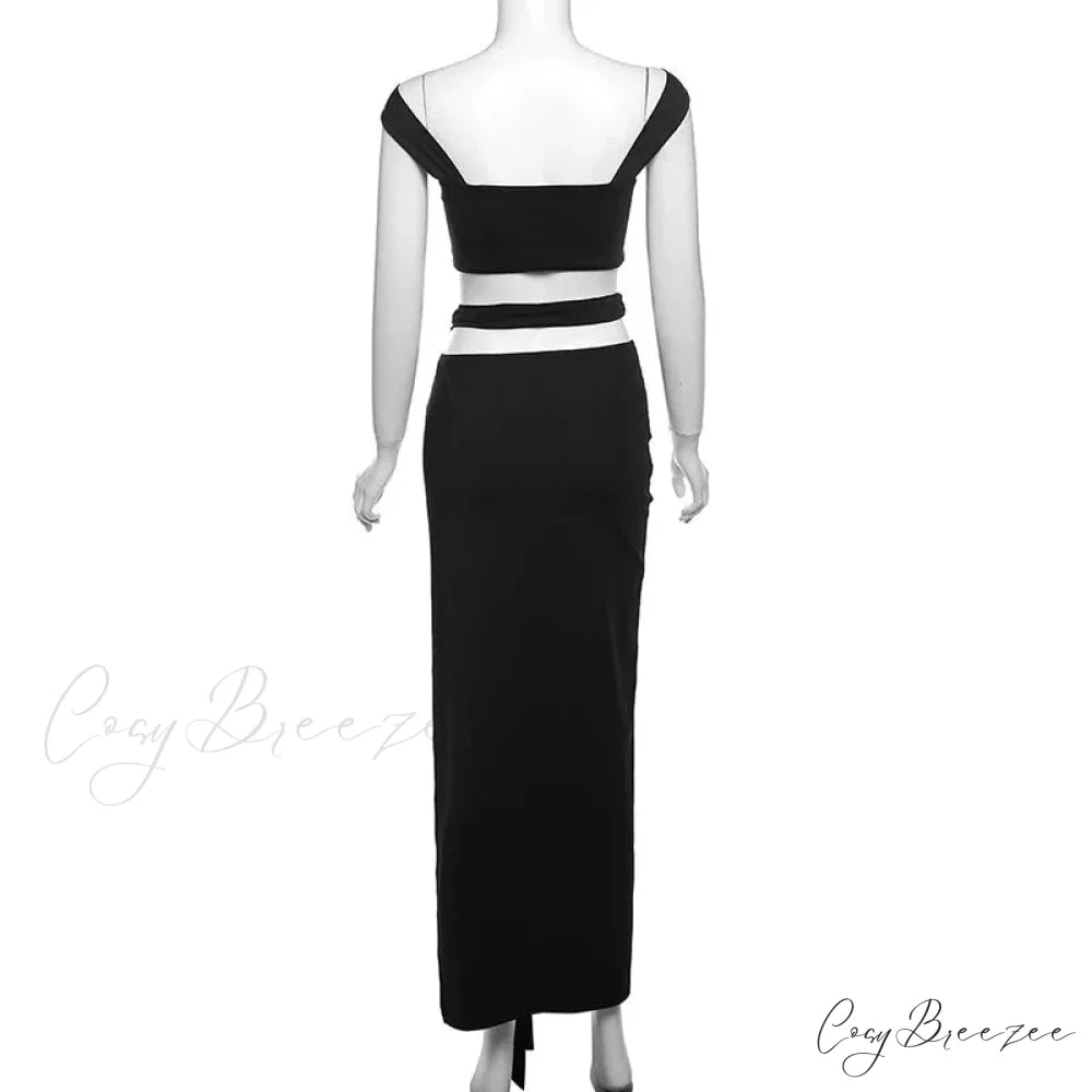 Fashion Split Bandage Matching Maxi Dress