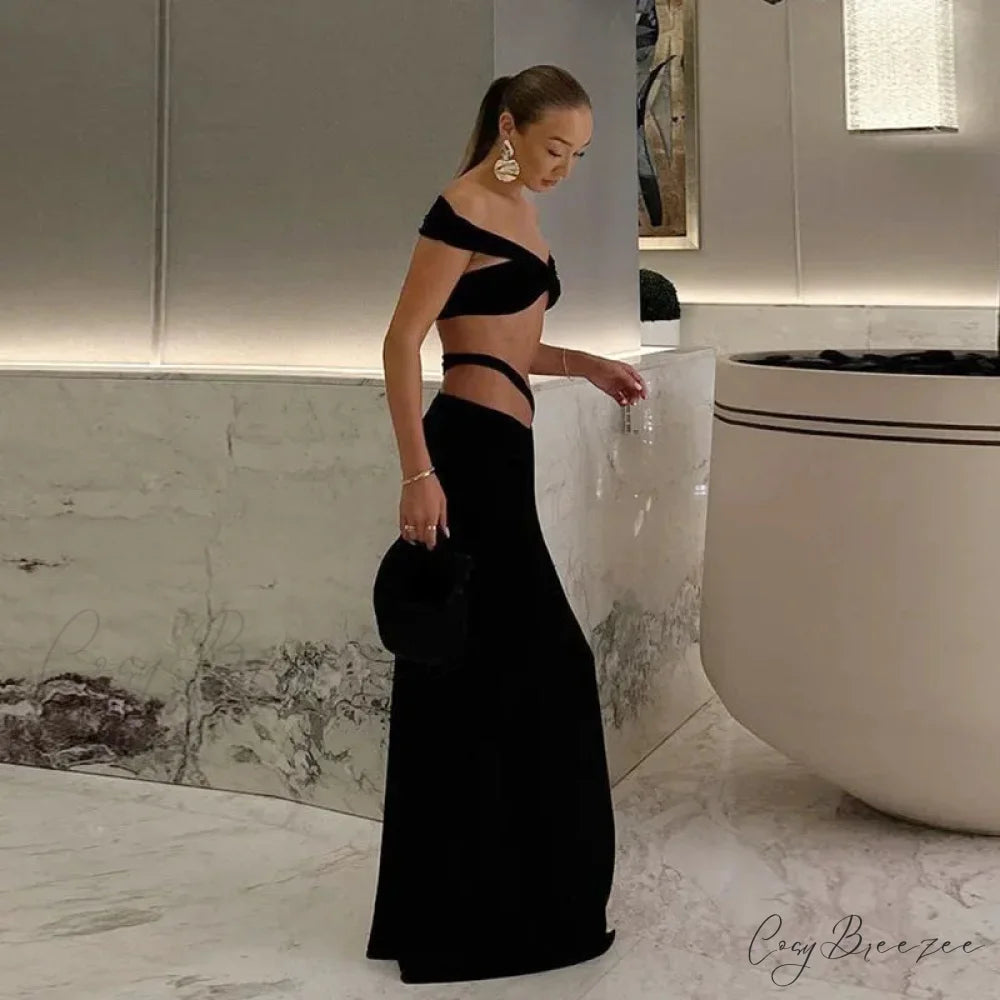 Fashion Split Bandage Matching Maxi Dress