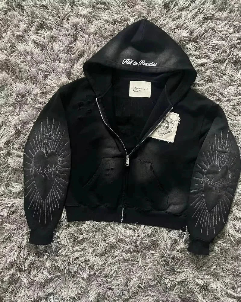 Fashion Trend Fleece Padded Zipper Hoodie black 4 / M hoodies-241228