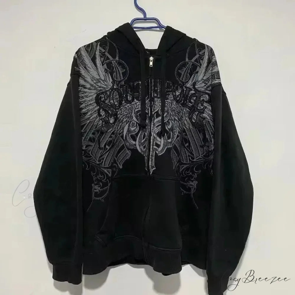 Fashion Trend Fleece Padded Zipper Hoodie black 7 / M hoodies-241228