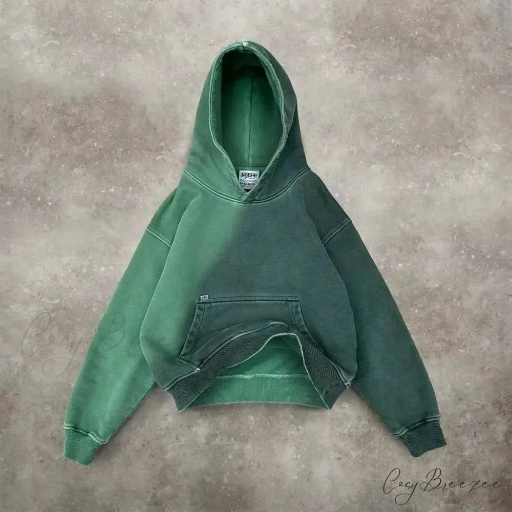 Fashion Trend Fleece Padded Zipper Hoodie green / M hoodies-241228
