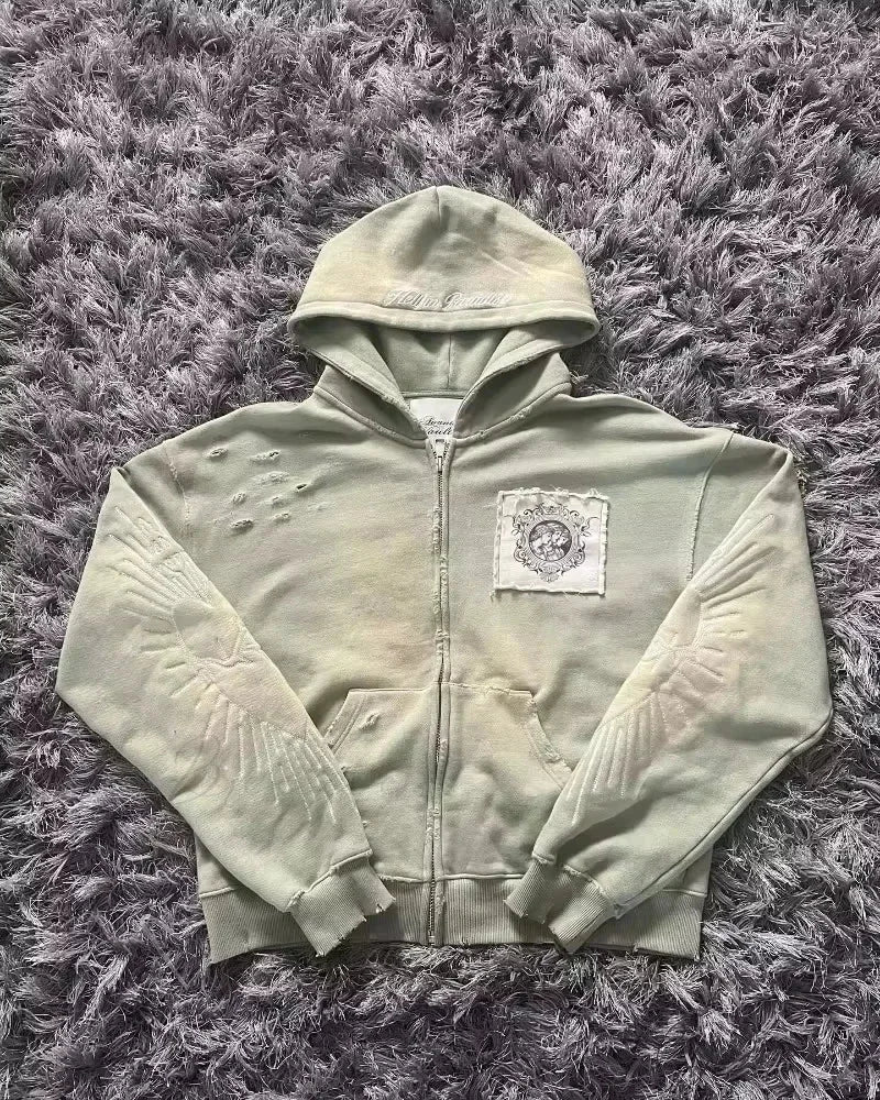 Fashion Trend Fleece Padded Zipper Hoodie grey 1 / M hoodies-241228