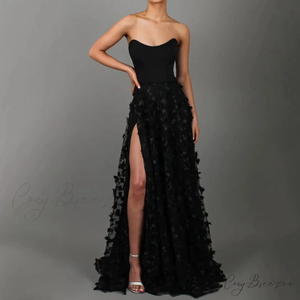 Fashionable Casual Spring Summer Denim Single-Breasted Lapel Maxi Dress Black / S