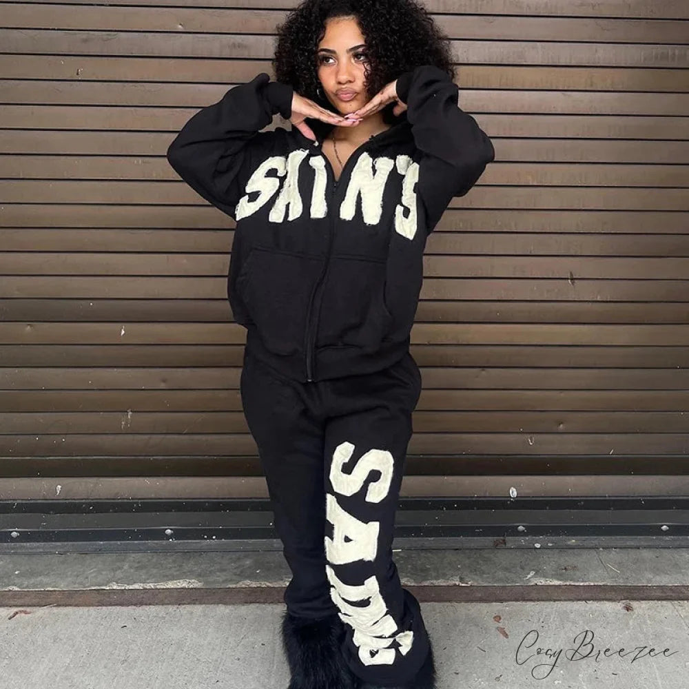 Fashionable Graphic Aesthetic Loose Cozy Hip Hop Hoodie