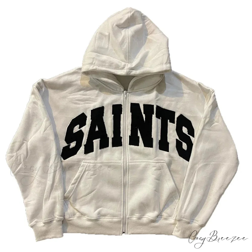Fashionable Graphic Aesthetic Loose Cozy Hip Hop Hoodie Blue / S
