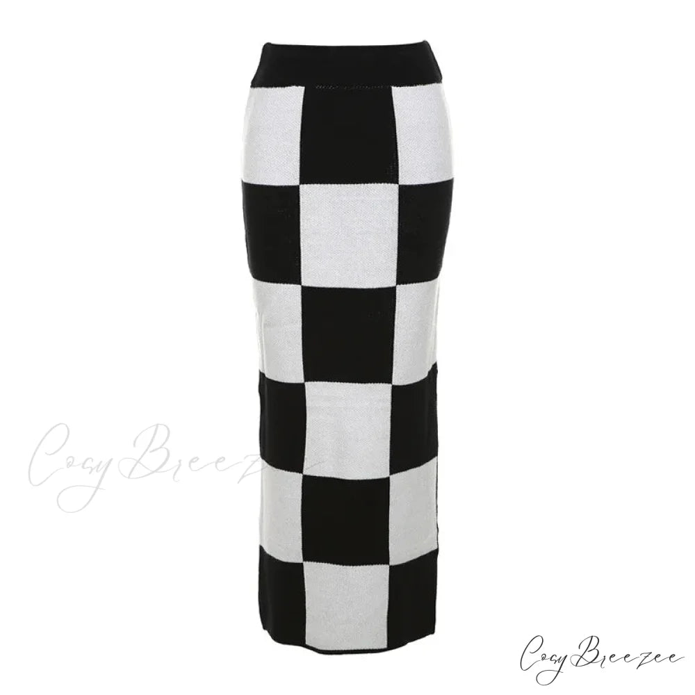 Fashionable Tall Waist Split Long Length Autumn Winter Skirt Black / S