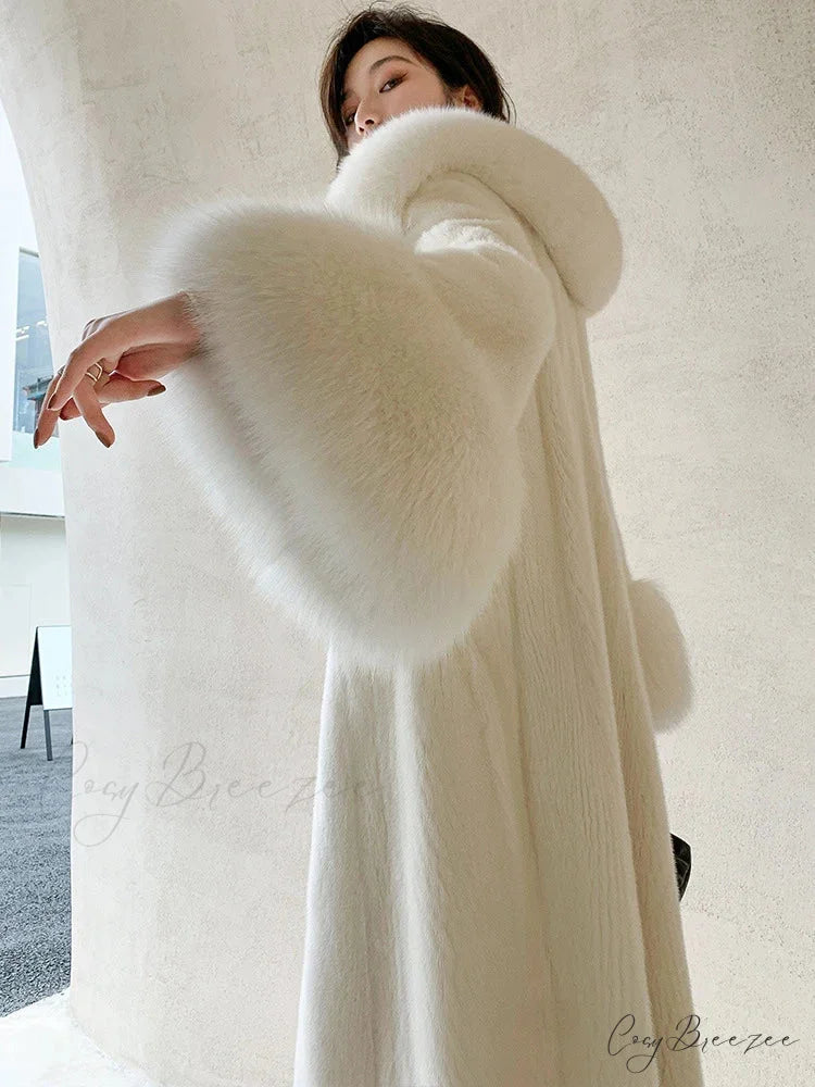 Faux Fur Collar Loose Warm Coat overcoats-241228