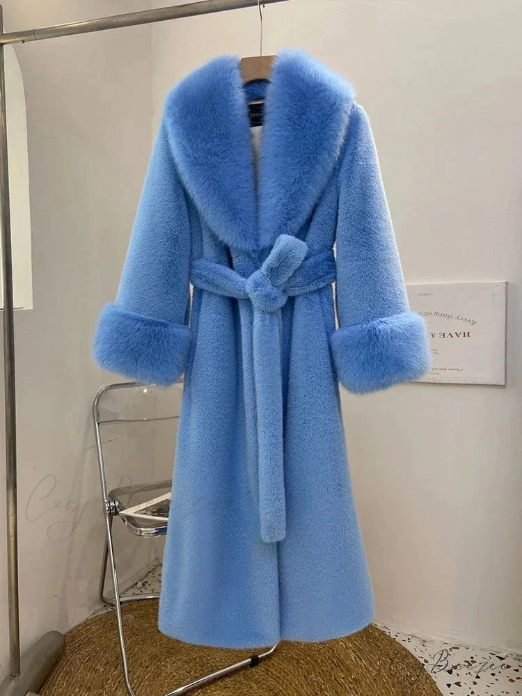 Faux Fur Collar Loose Warm Coat overcoats-241228