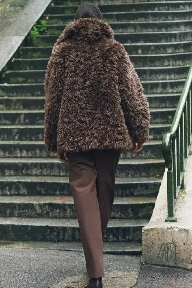 Faux Fur Teddy Bear Short Coat Cardigan cardigans-241228