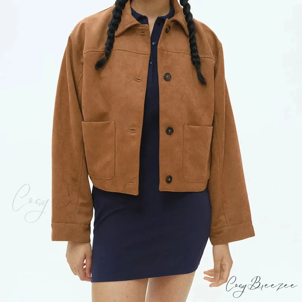 Faux Leather Lapel Double-Breasted Coat brown1 / S overcoats-241228