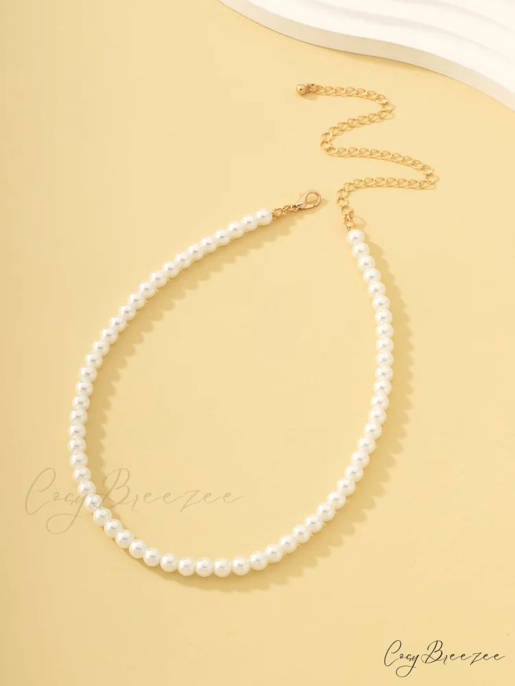 Faux Pearl Beaded Necklace